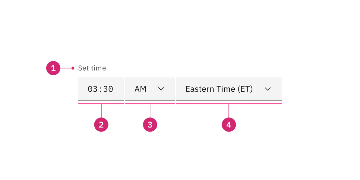 Default time picker anatomy